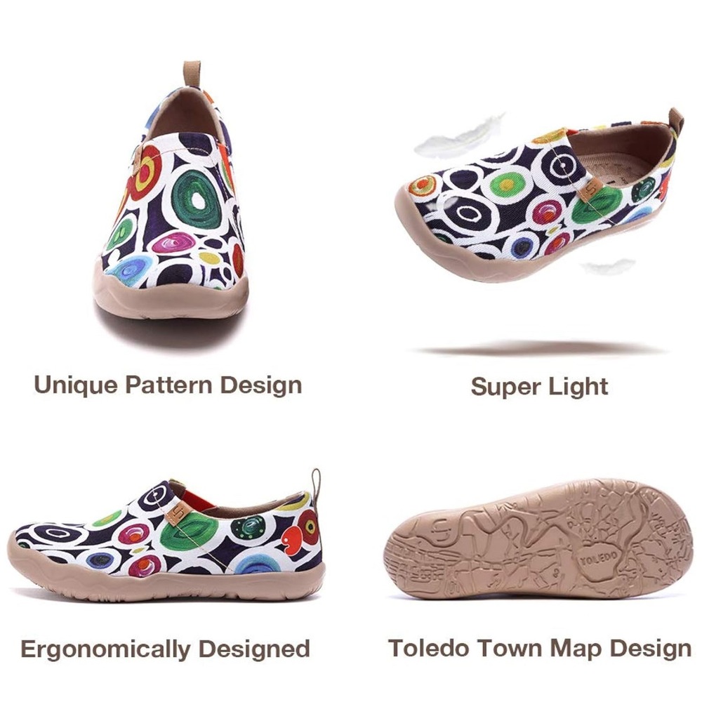 NWOT UIN OOPSY DAISY PRINT ARTISTIC casual slip on walking travel shoe size 10.5 - Picture 2 of 8